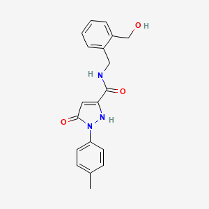 molecular formula C19H19N3O3 B6641122 N-[[2-(hydroxymethyl)phenyl]methyl]-2-(4-methylphenyl)-3-oxo-1H-pyrazole-5-carboxamide 