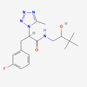 molecular formula C17H24FN5O2 B6641134 3-(3-fluorophenyl)-N-(2-hydroxy-3,3-dimethylbutyl)-2-(5-methyltetrazol-1-yl)propanamide 
