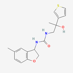 molecular formula C17H20N2O3S B6641153 1-(2-Hydroxy-2-thiophen-3-ylpropyl)-3-(5-methyl-2,3-dihydro-1-benzofuran-3-yl)urea 