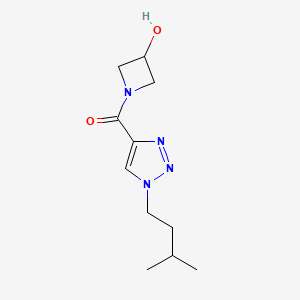 molecular formula C11H18N4O2 B6641230 (3-Hydroxyazetidin-1-yl)-[1-(3-methylbutyl)triazol-4-yl]methanone 