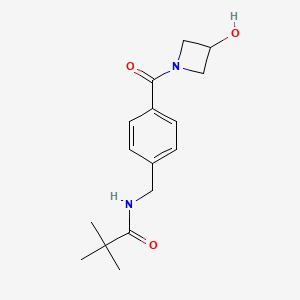 molecular formula C16H22N2O3 B6641240 N-[[4-(3-hydroxyazetidine-1-carbonyl)phenyl]methyl]-2,2-dimethylpropanamide 