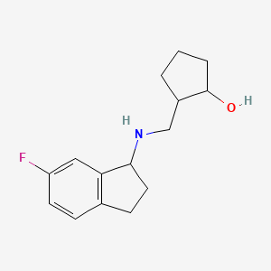 molecular formula C15H20FNO B6641274 2-[[(6-fluoro-2,3-dihydro-1H-inden-1-yl)amino]methyl]cyclopentan-1-ol 