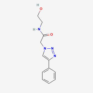 molecular formula C12H14N4O2 B6641402 N-(2-hydroxyethyl)-2-(4-phenyltriazol-1-yl)acetamide 
