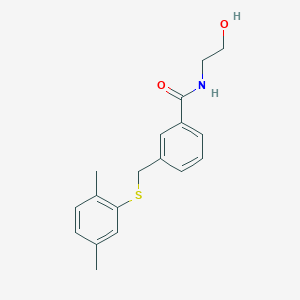 molecular formula C18H21NO2S B6641409 3-[(2,5-dimethylphenyl)sulfanylmethyl]-N-(2-hydroxyethyl)benzamide 