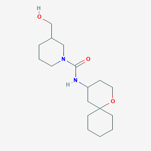 molecular formula C17H30N2O3 B6641441 3-(hydroxymethyl)-N-(1-oxaspiro[5.5]undecan-4-yl)piperidine-1-carboxamide 