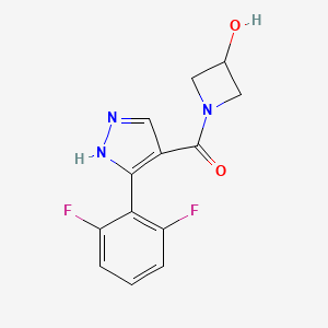 molecular formula C13H11F2N3O2 B6641445 [5-(2,6-difluorophenyl)-1H-pyrazol-4-yl]-(3-hydroxyazetidin-1-yl)methanone 