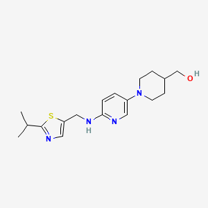 molecular formula C18H26N4OS B6641458 [1-[6-[(2-Propan-2-yl-1,3-thiazol-5-yl)methylamino]pyridin-3-yl]piperidin-4-yl]methanol 