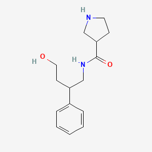 molecular formula C15H22N2O2 B6641466 N-(4-hydroxy-2-phenylbutyl)pyrrolidine-3-carboxamide 