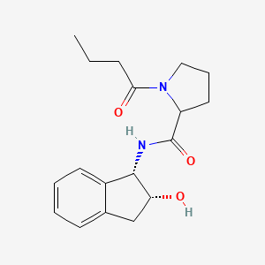 molecular formula C18H24N2O3 B6641470 1-butanoyl-N-[(1S,2R)-2-hydroxy-2,3-dihydro-1H-inden-1-yl]pyrrolidine-2-carboxamide 