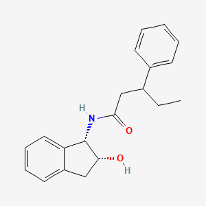 molecular formula C20H23NO2 B6641478 N-[(1S,2R)-2-hydroxy-2,3-dihydro-1H-inden-1-yl]-3-phenylpentanamide 