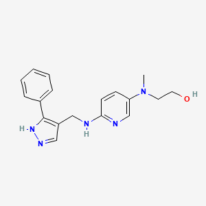 molecular formula C18H21N5O B6641500 2-[methyl-[6-[(5-phenyl-1H-pyrazol-4-yl)methylamino]pyridin-3-yl]amino]ethanol 