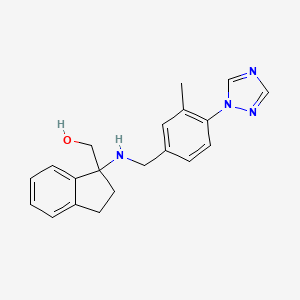molecular formula C20H22N4O B6641508 [1-[[3-Methyl-4-(1,2,4-triazol-1-yl)phenyl]methylamino]-2,3-dihydroinden-1-yl]methanol 