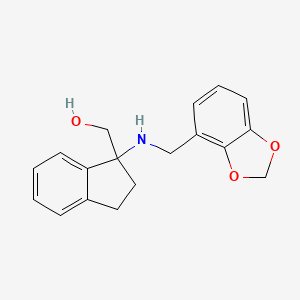 molecular formula C18H19NO3 B6641526 [1-(1,3-Benzodioxol-4-ylmethylamino)-2,3-dihydroinden-1-yl]methanol 
