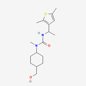 molecular formula C17H28N2O2S B6641575 3-[1-(2,5-Dimethylthiophen-3-yl)ethyl]-1-[4-(hydroxymethyl)cyclohexyl]-1-methylurea 