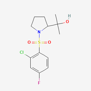 molecular formula C13H17ClFNO3S B6641583 2-[1-(2-Chloro-4-fluorophenyl)sulfonylpyrrolidin-2-yl]propan-2-ol 