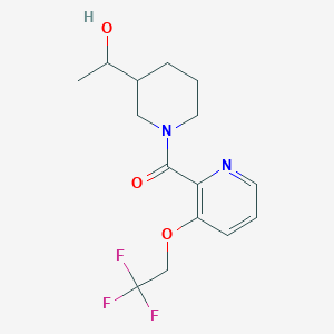 molecular formula C15H19F3N2O3 B6641595 [3-(1-Hydroxyethyl)piperidin-1-yl]-[3-(2,2,2-trifluoroethoxy)pyridin-2-yl]methanone 