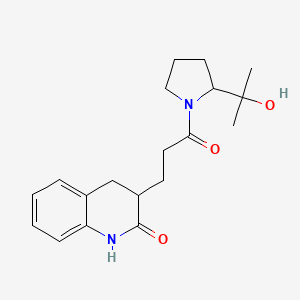 molecular formula C19H26N2O3 B6641636 3-[3-[2-(2-hydroxypropan-2-yl)pyrrolidin-1-yl]-3-oxopropyl]-3,4-dihydro-1H-quinolin-2-one 