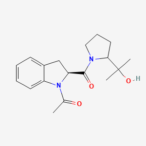 molecular formula C18H24N2O3 B6641654 1-[(2S)-2-[2-(2-hydroxypropan-2-yl)pyrrolidine-1-carbonyl]-2,3-dihydroindol-1-yl]ethanone 