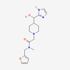 molecular formula C18H26N4O3 B6641665 N-(furan-2-ylmethyl)-2-[4-[hydroxy-(1-methylimidazol-2-yl)methyl]piperidin-1-yl]-N-methylacetamide 