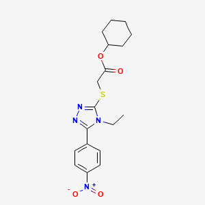 molecular formula C18H22N4O4S B6641667 Cyclohexyl 2-[[4-ethyl-5-(4-nitrophenyl)-1,2,4-triazol-3-yl]sulfanyl]acetate 