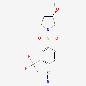 molecular formula C12H11F3N2O3S B6641686 4-[(3S)-3-hydroxypyrrolidin-1-yl]sulfonyl-2-(trifluoromethyl)benzonitrile 