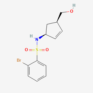 molecular formula C12H14BrNO3S B6641702 2-bromo-N-[(1S,4R)-4-(hydroxymethyl)cyclopent-2-en-1-yl]benzenesulfonamide 