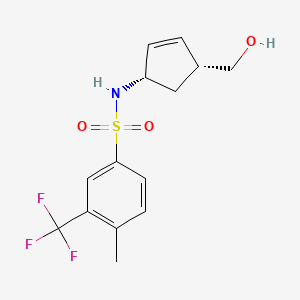 molecular formula C14H16F3NO3S B6641704 N-[(1S,4R)-4-(hydroxymethyl)cyclopent-2-en-1-yl]-4-methyl-3-(trifluoromethyl)benzenesulfonamide 
