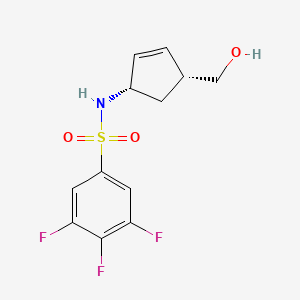 molecular formula C12H12F3NO3S B6641714 3,4,5-trifluoro-N-[(1S,4R)-4-(hydroxymethyl)cyclopent-2-en-1-yl]benzenesulfonamide 
