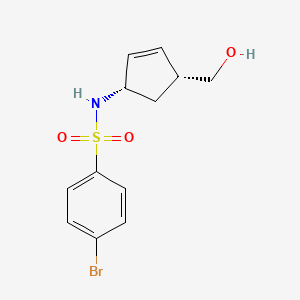molecular formula C12H14BrNO3S B6641721 4-bromo-N-[(1S,4R)-4-(hydroxymethyl)cyclopent-2-en-1-yl]benzenesulfonamide 