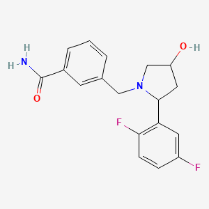 molecular formula C18H18F2N2O2 B6641746 3-[[2-(2,5-Difluorophenyl)-4-hydroxypyrrolidin-1-yl]methyl]benzamide 