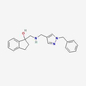 molecular formula C21H23N3O B6641773 1-[[(1-Benzylpyrazol-4-yl)methylamino]methyl]-2,3-dihydroinden-1-ol 