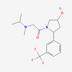 molecular formula C17H23F3N2O2 B6641842 1-[4-Hydroxy-2-[3-(trifluoromethyl)phenyl]pyrrolidin-1-yl]-2-[methyl(propan-2-yl)amino]ethanone 