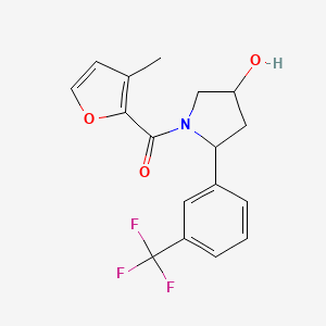 molecular formula C17H16F3NO3 B6641847 [4-Hydroxy-2-[3-(trifluoromethyl)phenyl]pyrrolidin-1-yl]-(3-methylfuran-2-yl)methanone 
