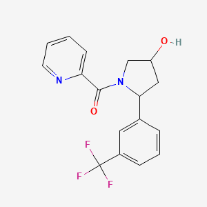 molecular formula C17H15F3N2O2 B6641851 [4-Hydroxy-2-[3-(trifluoromethyl)phenyl]pyrrolidin-1-yl]-pyridin-2-ylmethanone 