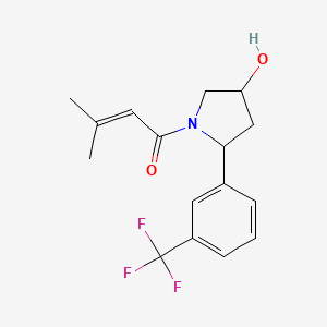 molecular formula C16H18F3NO2 B6641863 1-[4-Hydroxy-2-[3-(trifluoromethyl)phenyl]pyrrolidin-1-yl]-3-methylbut-2-en-1-one 