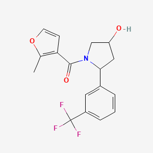 molecular formula C17H16F3NO3 B6641866 [4-Hydroxy-2-[3-(trifluoromethyl)phenyl]pyrrolidin-1-yl]-(2-methylfuran-3-yl)methanone 