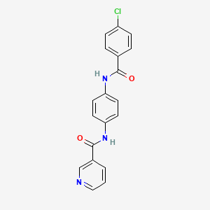molecular formula C19H14ClN3O2 B6641875 N-(4-(4-Chlorobenzamido)phenyl)nicotinamide 