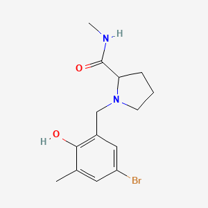 molecular formula C14H19BrN2O2 B6642071 1-[(5-bromo-2-hydroxy-3-methylphenyl)methyl]-N-methylpyrrolidine-2-carboxamide 