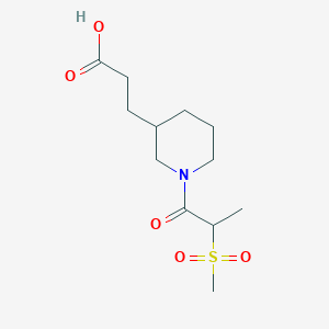 molecular formula C12H21NO5S B6642100 3-[1-(2-Methylsulfonylpropanoyl)piperidin-3-yl]propanoic acid 