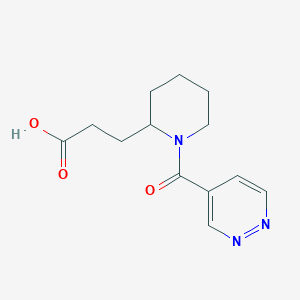 molecular formula C13H17N3O3 B6642107 3-[1-(Pyridazine-4-carbonyl)piperidin-2-yl]propanoic acid 