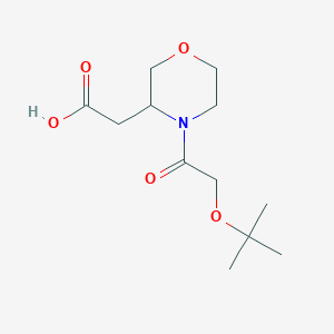 molecular formula C12H21NO5 B6642169 2-[4-[2-[(2-Methylpropan-2-yl)oxy]acetyl]morpholin-3-yl]acetic acid 