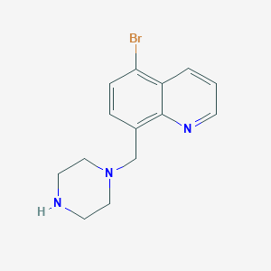 molecular formula C14H16BrN3 B6642189 5-Bromo-8-(piperazin-1-ylmethyl)quinoline 