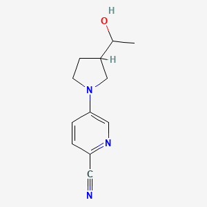 molecular formula C12H15N3O B6642194 5-[3-(1-Hydroxyethyl)pyrrolidin-1-yl]pyridine-2-carbonitrile 