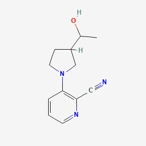 molecular formula C12H15N3O B6642201 3-[3-(1-Hydroxyethyl)pyrrolidin-1-yl]pyridine-2-carbonitrile 