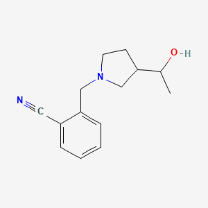 molecular formula C14H18N2O B6642221 2-[[3-(1-Hydroxyethyl)pyrrolidin-1-yl]methyl]benzonitrile 