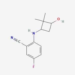 molecular formula C13H15FN2O B6642241 5-Fluoro-2-[(3-hydroxy-2,2-dimethylcyclobutyl)amino]benzonitrile 