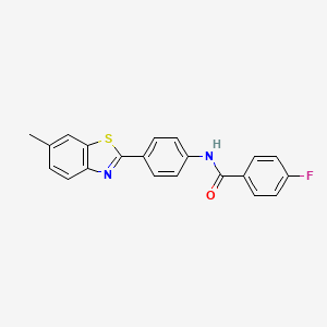 molecular formula C21H15FN2OS B6642257 4-fluoro-N-[4-(6-methyl-1,3-benzothiazol-2-yl)phenyl]benzamide 