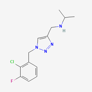 molecular formula C13H16ClFN4 B6642265 N-[[1-[(2-chloro-3-fluorophenyl)methyl]triazol-4-yl]methyl]propan-2-amine 