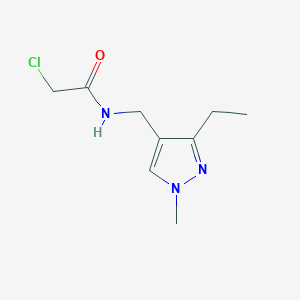 molecular formula C9H14ClN3O B6642283 2-chloro-N-[(3-ethyl-1-methylpyrazol-4-yl)methyl]acetamide 