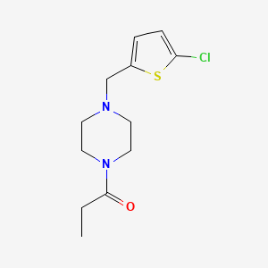 molecular formula C12H17ClN2OS B6642342 1-[4-[(5-Chlorothiophen-2-yl)methyl]piperazin-1-yl]propan-1-one 